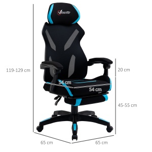 Scaun Gaming Ergonomic 65×65×119‑129 cm Negru/Albastru - Img 3