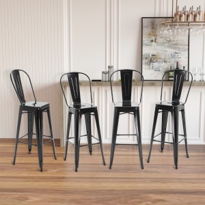 Scaun Metalic Solid si Stivuibil, 44x46x116 cm, negru - Img 2