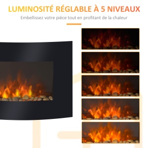 Șemineu Electric Încălzire 900-1800W Flacără 7 Culori și Telecomandă Negru - Img 6
