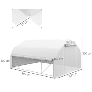 Sera Cabina 4 x 3 m, Pereti Laterali Rulabili cu Fermoar, Usa cu Plasa, 8 Ferestre cu Plasa, Cort Tunel de Sera - Img 3