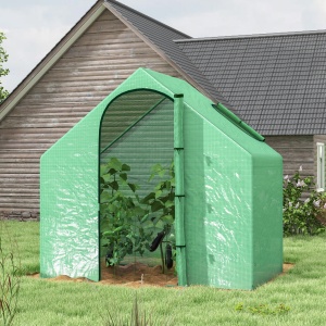 Sera Cabina Portabila 6' x 3' x 6', Folie PE, Sera de Gradina cu Cadru de Otel, Usa cu Fermoar, Aerisire Superioara, pentru Flori, Legume, Puieti, Plante Tropicale, Verde - Img 2