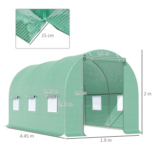 Seră cu Acoperiș Rotunjit din PE, 4,5x2x2 m, Verde - Img 3