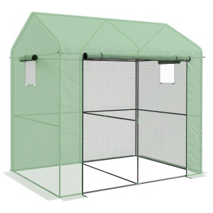 Sera Cu Intrare, Sera Cu Usa Rulanta Si Ferestre Din Plasa, 200 X 140 X 200 Cm, Verde - Img 1
