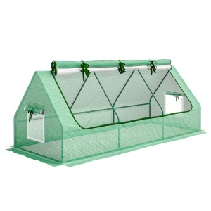 Seră de Grădină cu 2 Ferestre Laterale și Fereastră Centrală Rulantă, din Oțel, PE și PP, 240x90x90 cm, Verde - Img 1