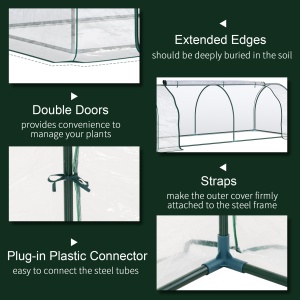 Sera de gradina cu cadru din otel si invelis din PVC, 250x100x80cm, Verde si transparent - Img 5