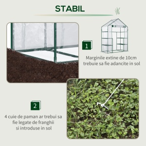 Sera de Gradina din PE Impermeabila si Anti UV, 142x73x195cm - Verde - Img 4