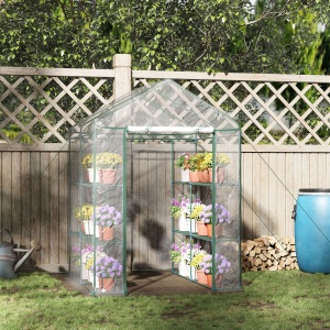 Seră de Grădină, Seră în Aer Liber, Seră de Balcon cu Rafturi pentru Plante Legumicole, 1,43x1,43x1,95 m, Transparentă - Img 2