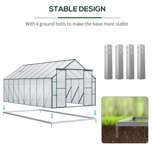 Sera din aluminiu kit sera de gradina walk-in din policarbonat cu ventilatie 244 x 500 x 216cm, Transparenta - Img 6