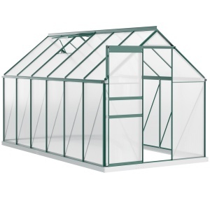 Sera din aluminiu kit si policarbonat cu ventilatie, 190 x 375cm, Verde - Img 1