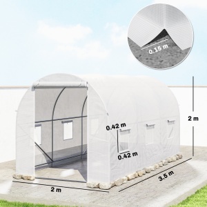 sera gradine3,5 x 2 x 2 m, cadru mare din otel galvanizat, tunel din polietilene pentru gradina, alb - Img 3