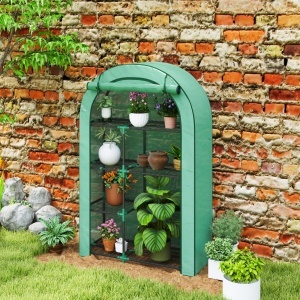 Seră pentru Grădină cu 4 Niveluri, Ușă Batantă și 14 Catarame din Plastic, 100x45x160 cm, Verde - Img 8