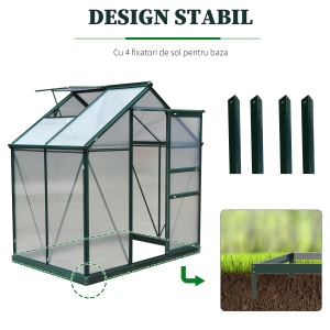 sera pentru plante pentru utilizare in curte/in aer liber, cu fereastra si usa, cadru din aluminiu, placa de calculator - Img 6