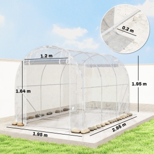 Seră tip tunel 2x3x2 m cu uși rulabile, cadru din oțel și acoperire din PE anti-UV, transparentă - Img 3