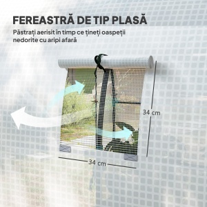 Seră Tip Tunel pentru Grădină Walk-in cu Acoperire din PE Rezistentă la UV, Uși și Ferestre cu Plasă, 1.8 x 1.8 x 2 m, Albă - Img 6