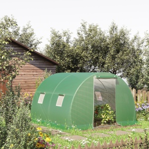 Sera tunel de gradina cu protectie din PE, Usa cu incuietoare si 4 ferestre, verde - Img 2