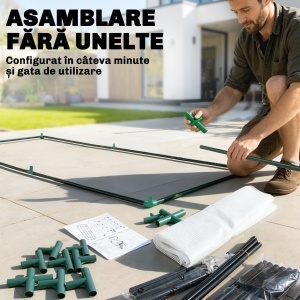 Sera Tunel din Otel si cu Capac din PVC, 200x100x80 cm, Transparent si Verde - Img 7