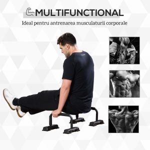 Set 2 Bare Paralele din Oțel pentru Fitness cu Mânere din Antiderapante, 36x25x20 cm, Negru - Img 4