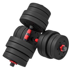 Set 2 Gantere cu 12 Discuri de 20 kg Total și Conector, Negru - Img 1