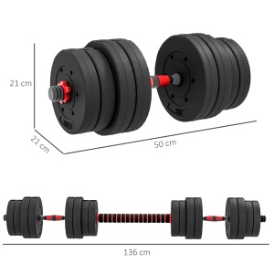 Set 2 Gantere cu 12 Discuri de 20 kg Total și Conector, Negru - Img 3