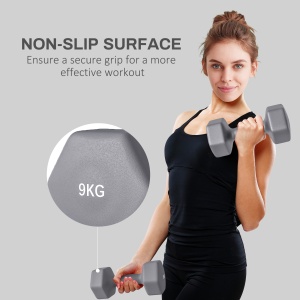 Set 2 Greutăți Hexagonale, Gantere cu Prindere Antiderapantă pentru Antrenament de Fitness Acasă, 27x10x10 cm, Gri - Img 6