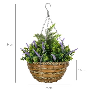 Set 2 Plante Artificiale de Lavandă cu Ghiveci și Cârlig, Ø25x34 cm, Verde și Violet - Img 3
