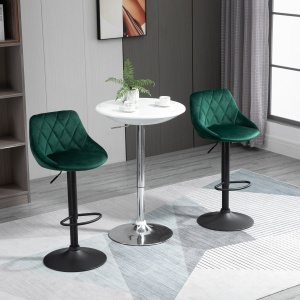 Set 2 Scaune Bar – Catifea Verde, Pivotante & Reglabile - Img 2