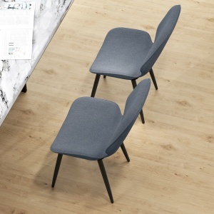 Set 2 Scaune cu Spătar Curbat, Scaune Moderne de Bucătărie în Material Textil de Tip In cu Picioare de Oțel pentru Sufragerie, 46x56x86 cm, Gri și Negru - Img 9