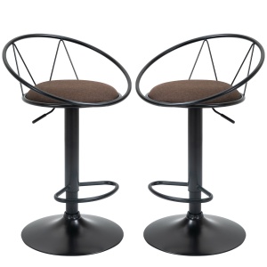 Set 2 Scaune de Bar – Pivotante, Maro, Reglabile 78–100 cm