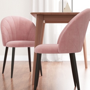 Set 2 Scaune Tapitate din Catifea, Design Nordic și Ergonomic, 52x54x79 cm, Roz - Img 9