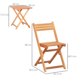 Set 3 Piese Masa si Scaune de Gradina Pliabile din Lemn pentru Exterior - Img 3