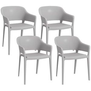 Set 4 Scaune Gradina PP Exterior – Spatar inalt & Cotiera, Stivuibile - Img 1