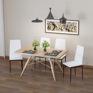 Set 4 Scaune Moderne – Alb, Metal & Textil pentru Camera de Zi - Img 2