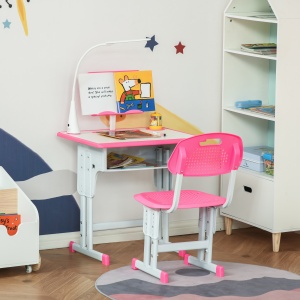 Set Birou Copii 6–12 Ani – Reglabil cu Lampa Roz - Img 4