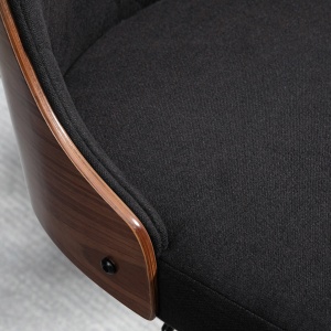 Set de 2 scaune de bar cu inaltime reglabila, scaune de bar pivotante cu inaltime reglabila, cu suport pentru picioare, scaune de bar din tesatura de in, negru si nuc - Img 8
