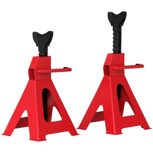 Set de 2 Suporturi pentru Mașină cu Înălțime de Ridicare Reglabilă, 27x24x38,5-60 cm, Roșu