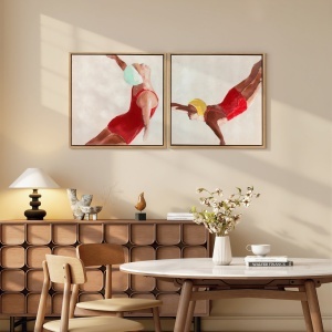 Set de 2 Tablouri Moderne pe Pânză, Imprimare Artistică pentru Perete cu Cârlige Incluse, 40x40 cm - Img 2