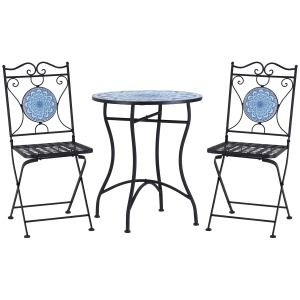 Set de Gradina 3 Piese cu Mozaic, din Metal, Albastru - Img 1