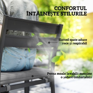 Set de Grădină cu Masă Extensibilă și 6 Scaune Stivuibile Gri - Img 7
