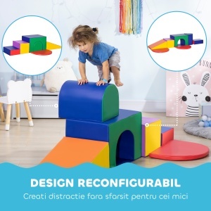 Set de Joc pentru Copii 1-3 Ani cu 7 Blocuri Multicolor în PU și EPE, 170x130x40 cm - Img 6
