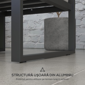 Set de Mobilier de Gradina din 6 Piese cu Pernute de Grosime 10 cm, Set de Canapea cu Cadru din Aluminiu - Img 6