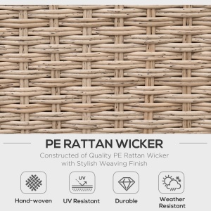 Set Living de Gradina din Rattan, 4 Piese, Coltar pentru Exterior cu Perne, Masute Laterale si Masuta de Cafea, Maro Deschis - Img 4