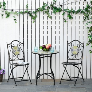 Set Masa si Scaune de Gradina din Metal cu Majolica Colorata - Img 2