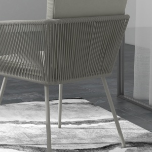 Set Mobilier de Grădina cu 2 Scaune și Măsuță de Cafea cu Blat din Sticlă, Ø49x47 cm, Gri - Img 9
