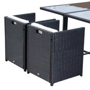 Set Mobilier de Grădină cu Masă de Prânz, 4 Scaune și Perne, 109x109x72 cm, Negru - Img 8