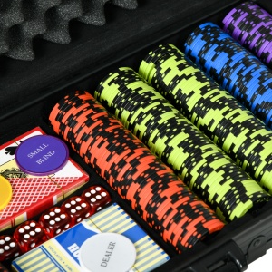 Set Poker Complet, cu 500 Jetoane, 5 Zaruri, 2 Pachete de Cărți, 3 Butoane - Img 8