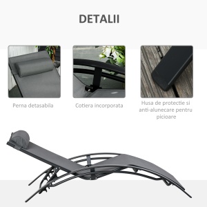 Sezlong de Gradina 5 Inclinari din Aluminiu - Img 5