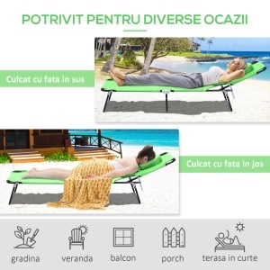Sezlong Pliabil cu Orificiu pentru Fata si Perne, din Otel si Tesatura Oxford - Img 5