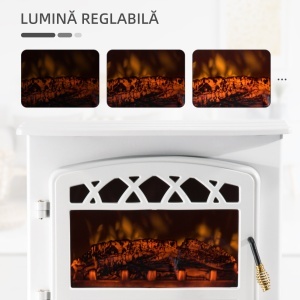 Soba Electrica de Sol cu Efect Flama Reglabila 1800W, Alb, 51x31x56cm - Img 5
