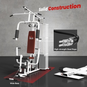 Stație Fitness Multifuncțională cu 4 Perne din Oțel și PU Alb - Img 6