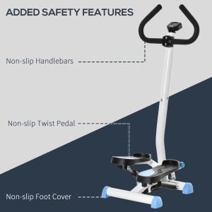 Stepper cu Mâner și Monitor LCD, Stepper pentru Fitness Acasă cu Pedale Antiderapante, 55x44x108 cm, Alb - Img 8